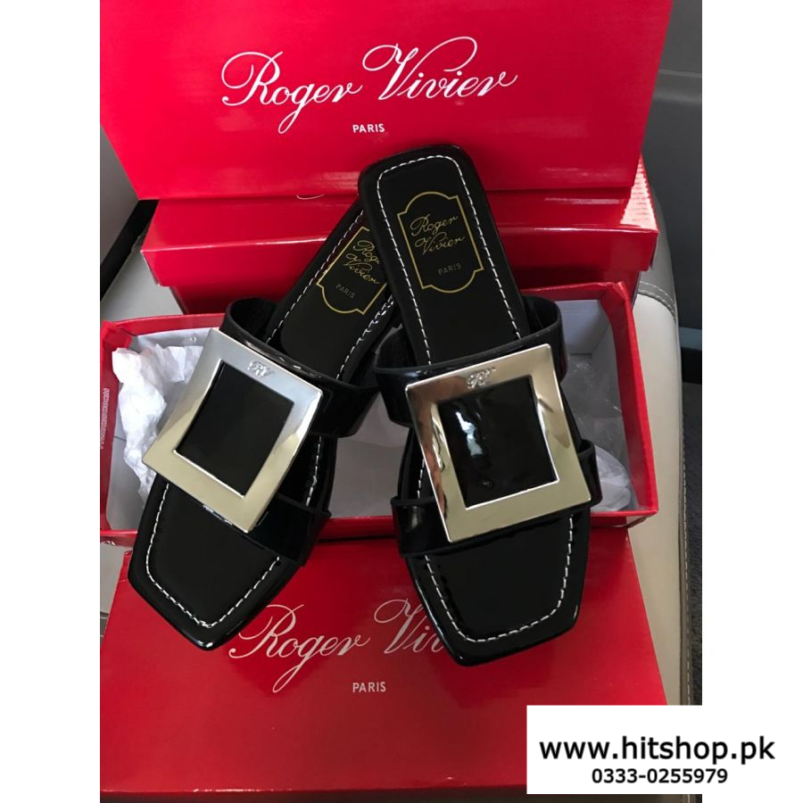 Women Fancy Slipper Black Shine 